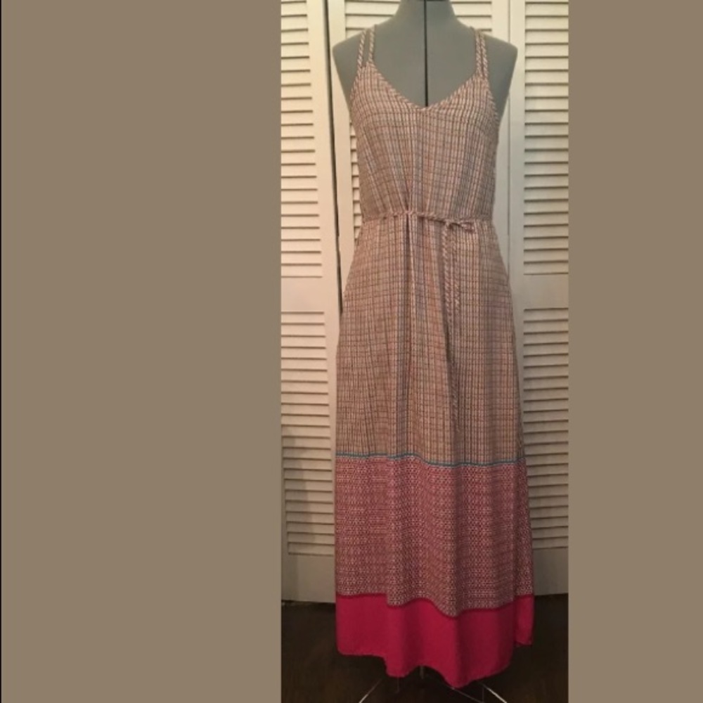 GAP Size XS Spaghetti Strap Maxi Dress Pink Teal